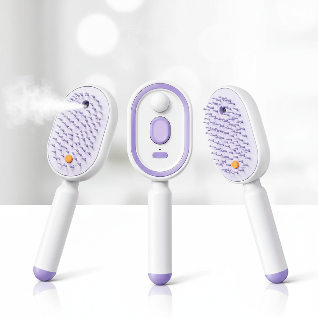 【Not straightened】Electric Spray Air Cushion Massage Comb, Self-Cleaning Anti-Tangle Hair Brush, Anti-Static Volumizing Scalp Massage Brush for Dry Frizzy Hair Care, No Essential Oil Included