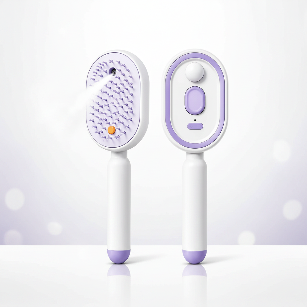 【Not straightened】Electric Spray Air Cushion Massage Comb, Self-Cleaning Anti-Tangle Hair Brush, Anti-Static Volumizing Scalp Massage Brush for Dry Frizzy Hair Care, No Essential Oil Included