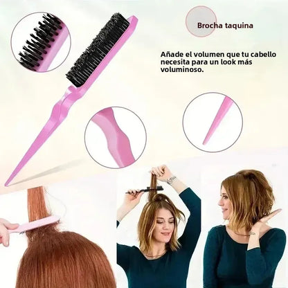 Set de Peinado Profesional 4 Piezas – Cepillo, Peine y Control de Bordes