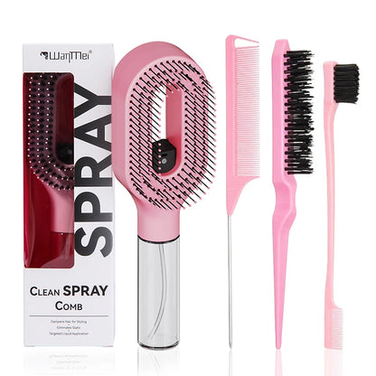 Set de Peinado Profesional 4 Piezas – Cepillo, Peine y Control de Bordes