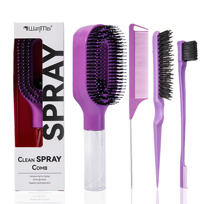 Set de Peinado Profesional 4 Piezas – Cepillo, Peine y Control de Bordes