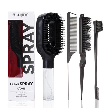 Set de Peinado Profesional 4 Piezas – Cepillo, Peine y Control de Bordes