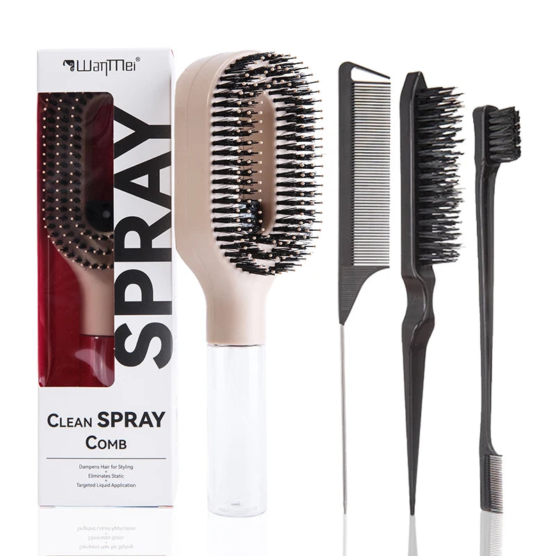Set de Peinado Profesional 4 Piezas – Cepillo, Peine y Control de Bordes