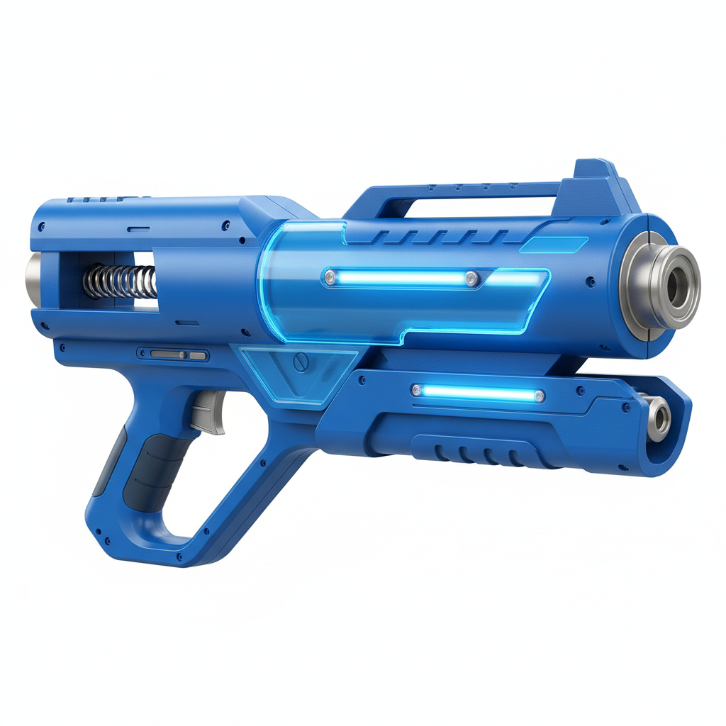 Pistola de agua eléctrica azul con luces LED
